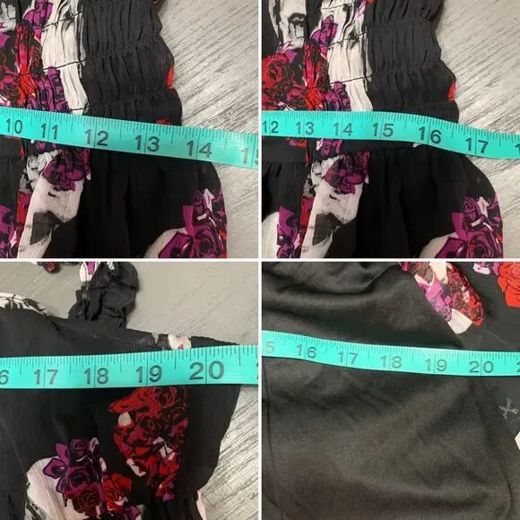 WhimsyGoth Dress Royal Bones by Daang Skull Print Sz Medium Black Chiffon - Picture 14 of 16